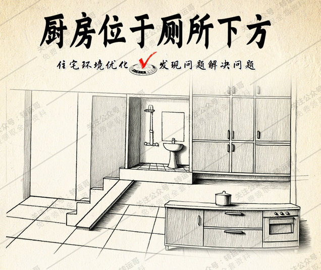 炉灶位于卫生间下方