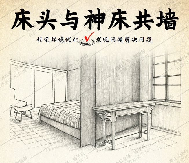 床头(床尾)靠神桌墙面