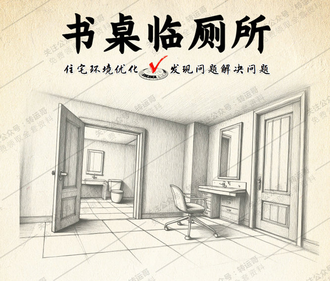 书房门正对厕所门