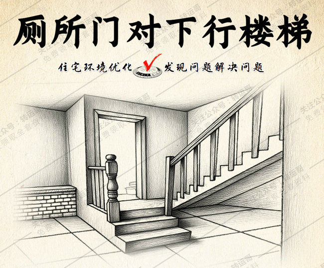 厕所门正对下行楼梯