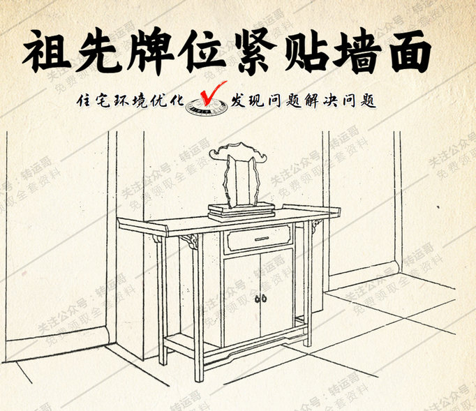 祖先牌位紧贴墙面