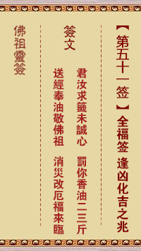 佛祖灵签 第51签:全福签 上上签