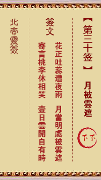 北帝灵签 第30签:月被云遮 下下